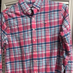 Vineyard Vines Kids Checkered Shirt in Pink and Blue